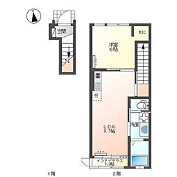 パーチェ 2階1LDKの間取り
