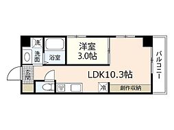 ノーブル平和大通り 1DKの間取図画像