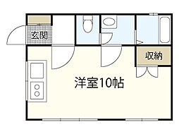 スナコダコーポB棟 2階ワンルームの間取り