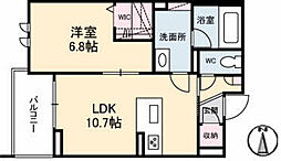 シャーメゾンステージ宇品東 3階1LDKの間取り