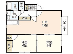 翌檜 2階2LDKの間取り