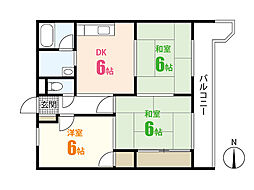 妙マンション 2階3DKの間取り