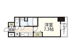 プレサンス広島中央 6階1Kの間取り