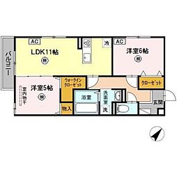 リオッサ 2LDKの間取図画像