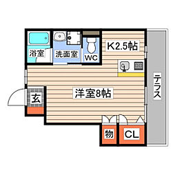 Villa Macaron 1階ワンルームの間取り