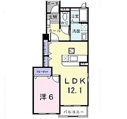 ブリッサ瀬野I 1階1LDKの間取り