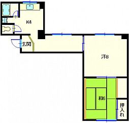二葉コーポラス 2Kの間取図画像