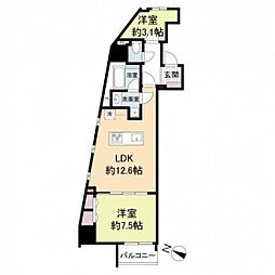 ブランシエスタ広島駅 7階2LDKの間取り