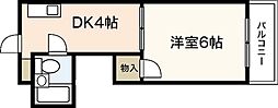 第3野地ビル 1DKの間取図画像