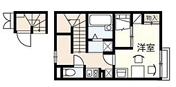 レオパレスオーブ 2階1Kの間取り