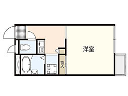 レオパレスひいらぎ 1階ワンルームの間取り