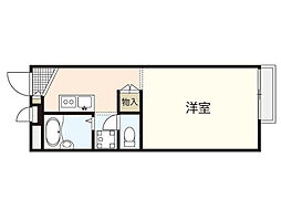 レオパレス若葉 2階1Kの間取り