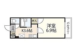 ジュネスモリカワ 1Kの間取図画像