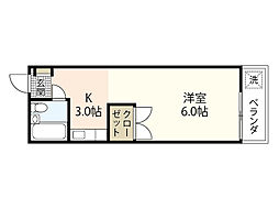 スクウエアハウス ワンルームの間取図画像