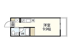 ヴィラ　リヴィエールIII 3階ワンルームの間取り