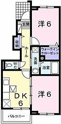 アップルトーン 1階2DKの間取り