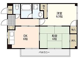 寺西第三ビル 2DKの間取図画像