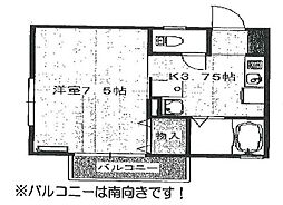 セジュール伴安 1Kの間取図画像