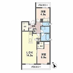 セントラル山田 2階2LDKの間取り