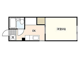 山本ビル 1DKの間取図画像