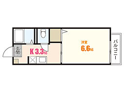ウエストヒルズD 1Kの間取図画像