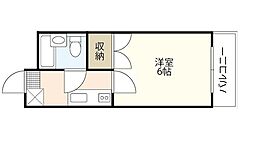サンライズ楽々園 1Kの間取図画像