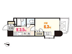 グランドール西原 1Kの間取図画像