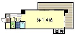 第1木本ビル 1Kの間取図画像