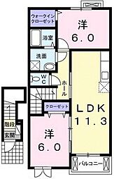 サニー安芸 2LDKの間取図画像