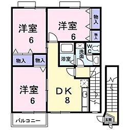 フィオーレ2 3DKの間取図画像