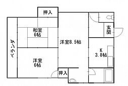 橋本アパートA 3Kの間取図画像
