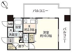 ジェイシティミライエ大手町 1Kの間取図画像