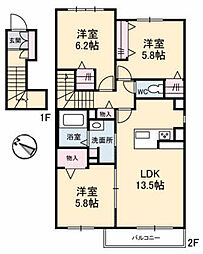 セレナガーデンA 3LDKの間取図画像