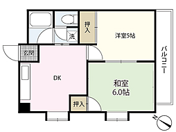 笹尾ビル 2DKの間取図画像
