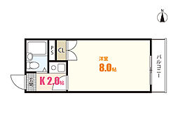 第13やたがいビル 1Kの間取図画像