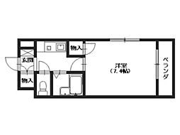 ソレーユ西山 1Kの間取図画像