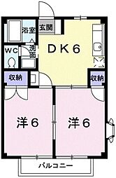 ニューシティフジモト 2DKの間取図画像
