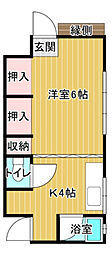 沖美荘 1Kの間取図画像