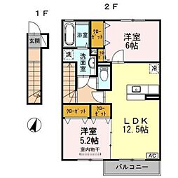 クレエルK・C 2LDKの間取図画像