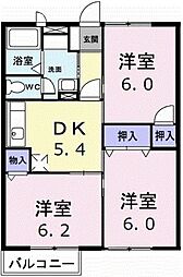 カサ・ヴェルデ吉田2 3DKの間取図画像