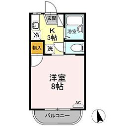 ヤングユーカリA 1Kの間取図画像