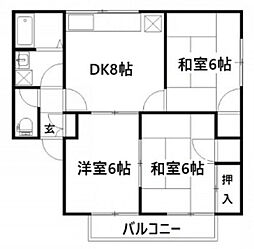 アビタシオンB 3DKの間取図画像