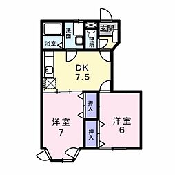 ベルグレース 2DKの間取図画像