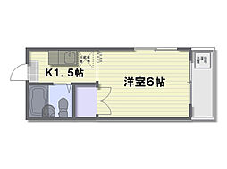 サンライズ千同A 1Kの間取図画像