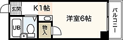 パートナー広島 1Kの間取図画像