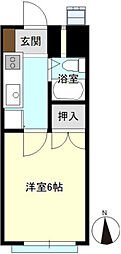アップルコート 1Kの間取図画像