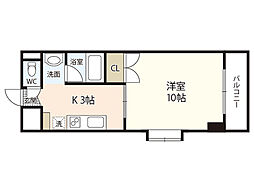 クレスト昭和中 1Kの間取図画像