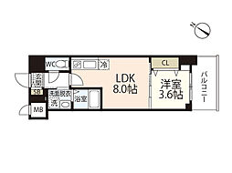 S-RESIDENCE広島駅enable 1LDKの間取図画像
