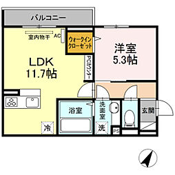 D-room寺家駅南A 1LDKの間取図画像