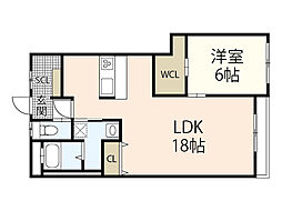 charel二葉の里 1LDKの間取図画像